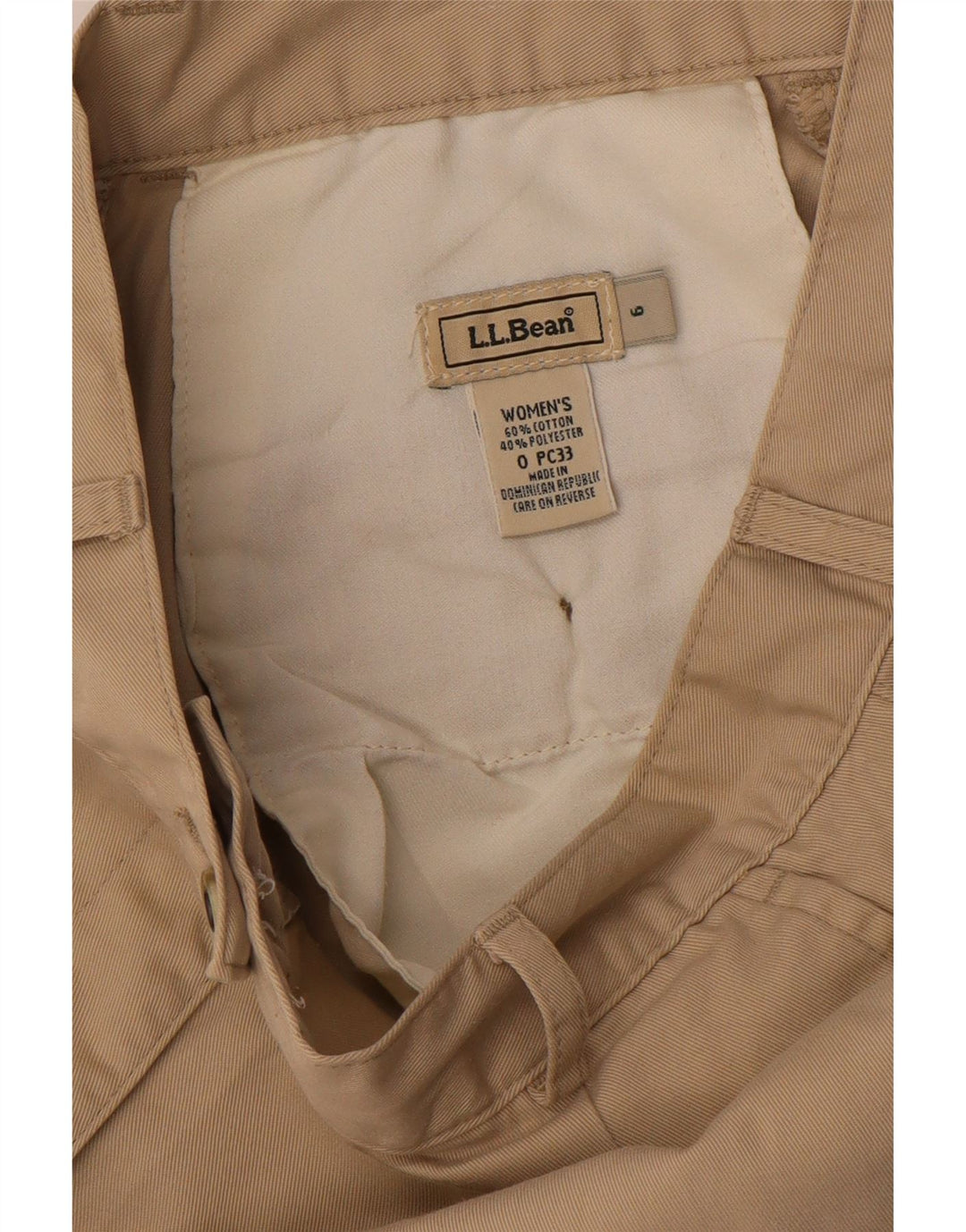 L.L.BEAN Short chino taille haute pour femme US 6 Medium W26 Coton beige