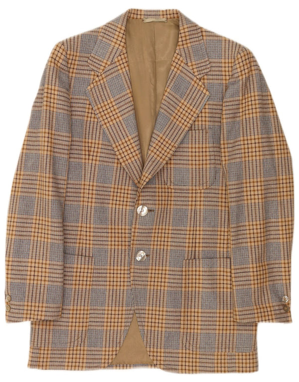 vintage Mens 2 Bouton Blazer Veste UK 36 Petit Pied-de-poule Brun
