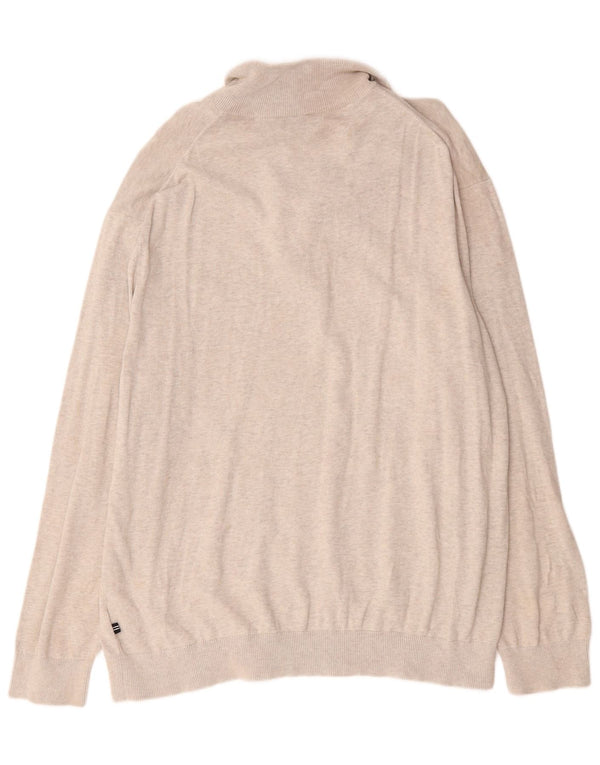Nautica Pull col zippé pour homme 2XL en coton moucheté gris