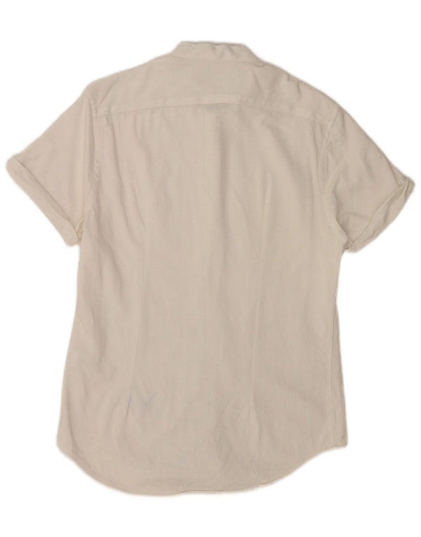 Zara Chemise Slim Fit À Manches Courtes Homme Blanc Moyen Coton