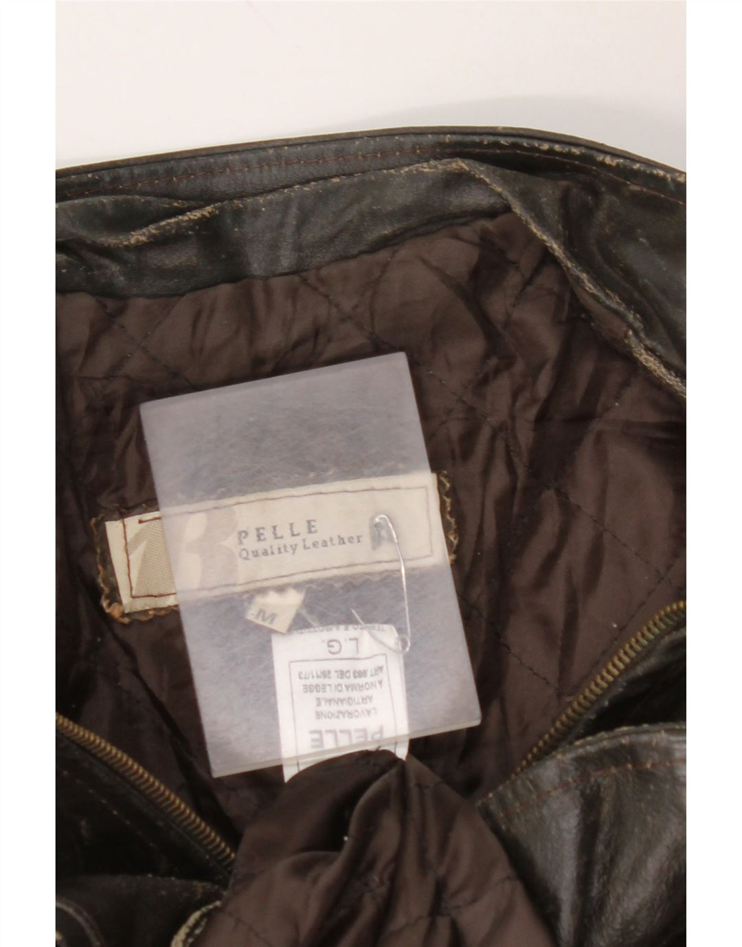 VINTAGE Veste en cuir à manches 3/4 femme UK 14 Cuir marron moyen