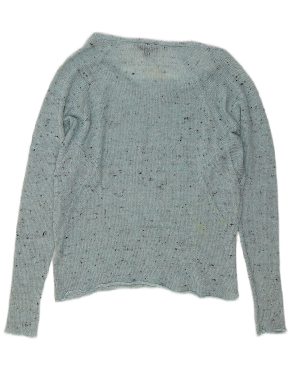 Topshop Pull surdimensionné à col bateau pour femme UK 10 Petit Bleu Moucheté