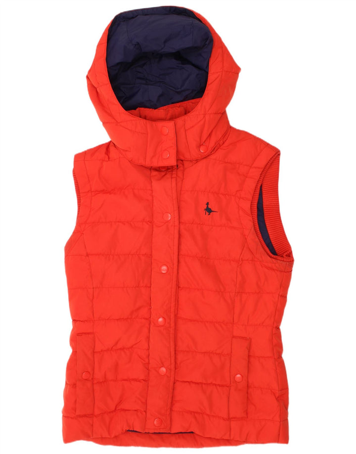 JACK WILLS Gilet rembourré à capuche pour femme UK 8 Small Rouge Polyester