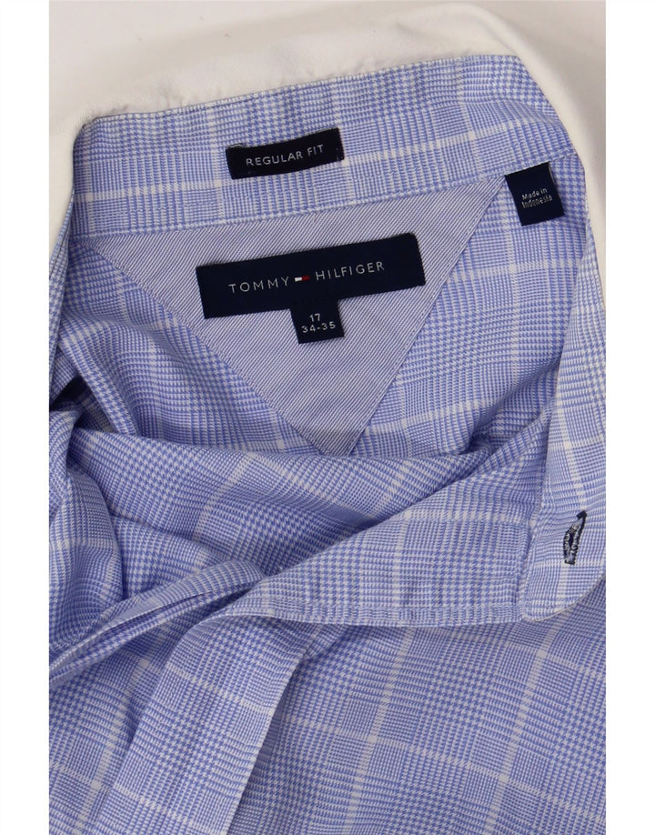 Tommy Hilfiger Chemise coupe régulière pour homme Taille 17 XL Bleu à carreaux