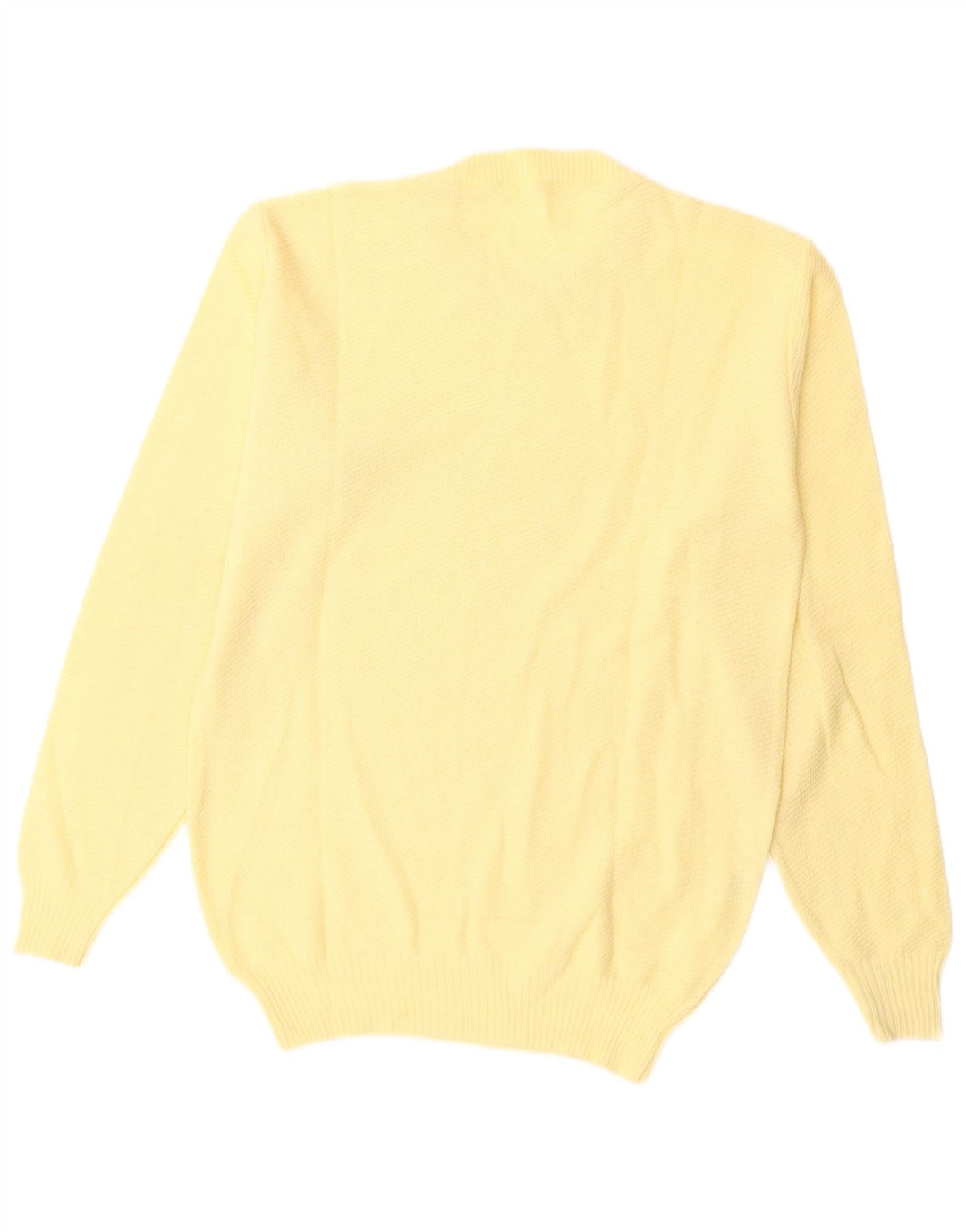 VINTAGE Femme Crew Neck Jumper Pull UK 14 Laine Jaune Moyen