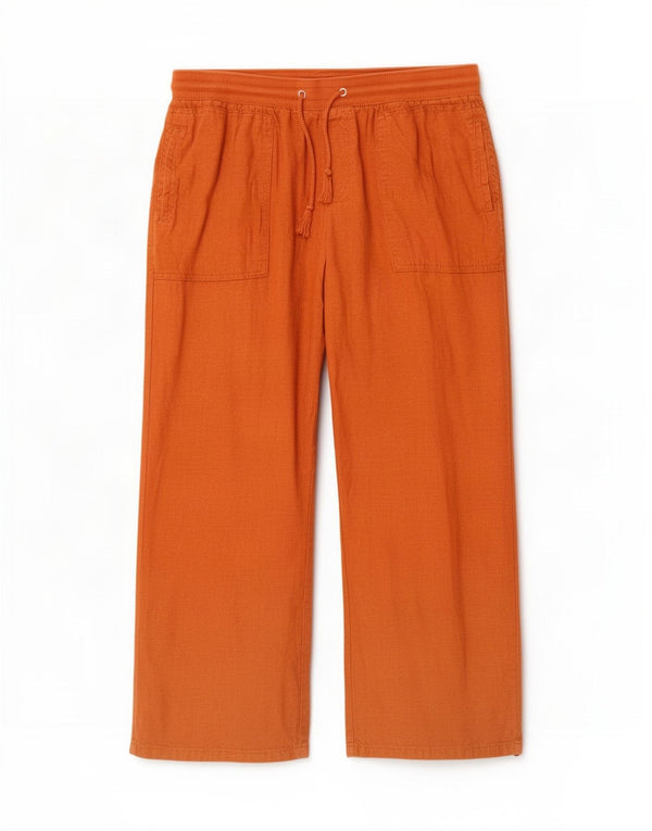 Marks & Spencer Pantalon court à jambe large pour femme UK 14 Large W34 L26 Marron