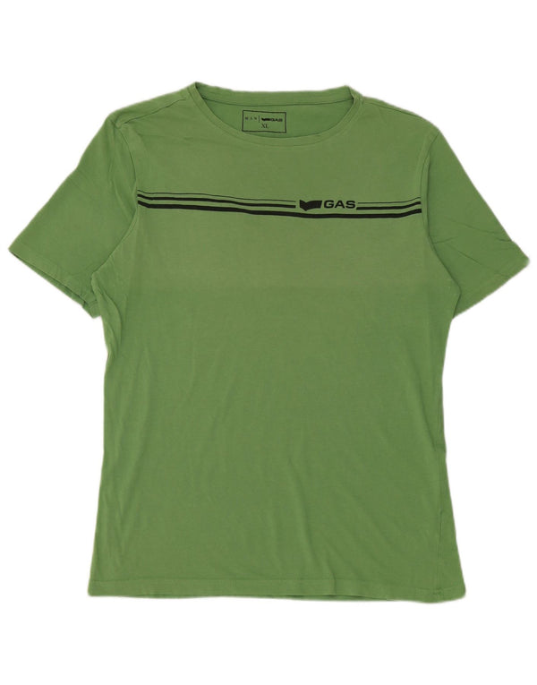 Gas T-Shirt Homme Top XL Vert Rayé Coton