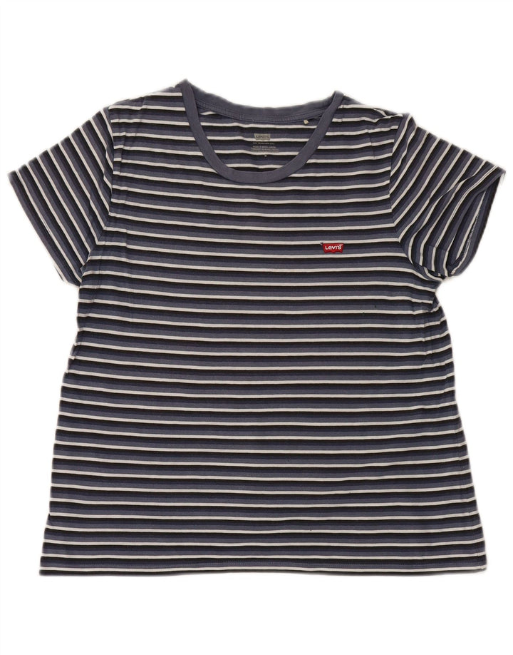 Levi's T-Shirt Femme UK 12 Bleu Marine Moyen Rayé