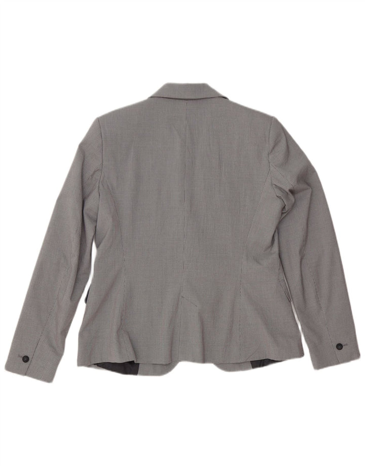 Zara Veste Blazer 1 Bouton Femme EU 40 Gris Moyen Pied-de-Poule Polyester