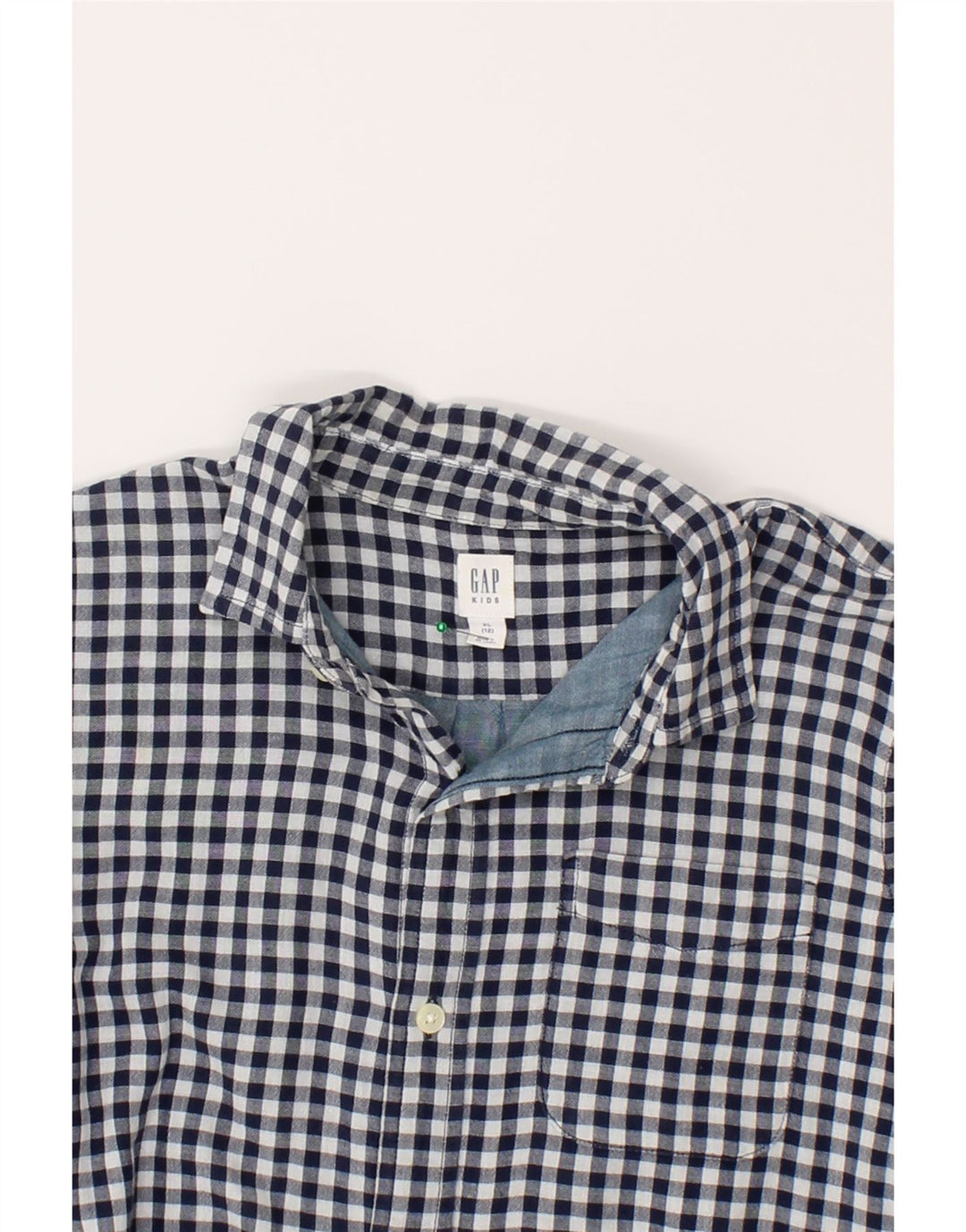 GAP Boys Shirt 11-12 Years XL Navy Blue Gingham Cotton Vintage Gap and Second-Hand Gap from Messina Hembry 