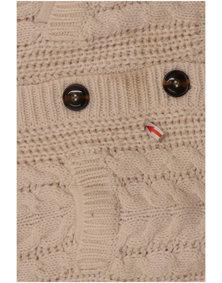 Zara Cardigan Femme Pull UK 10 Petit Acrylique Blanc