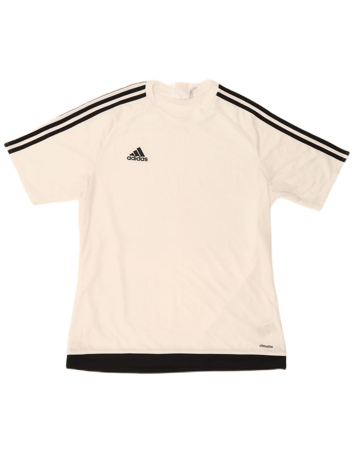 ADIDAS T-shirt Climalite pour hommes, grand, blanc, color block, polyester