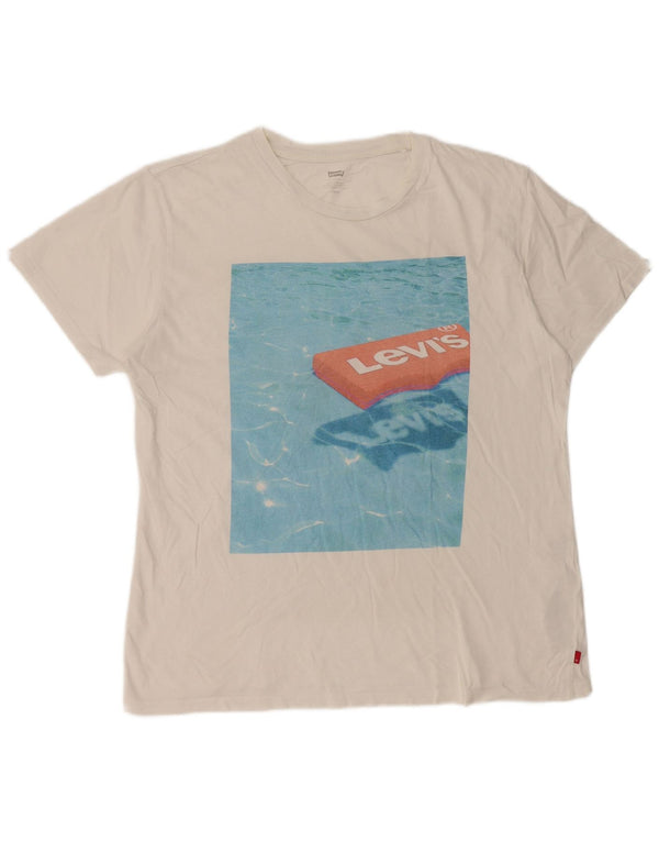 Levi's T-Shirt Graphique Femme UK 16 Large Blanc Coton