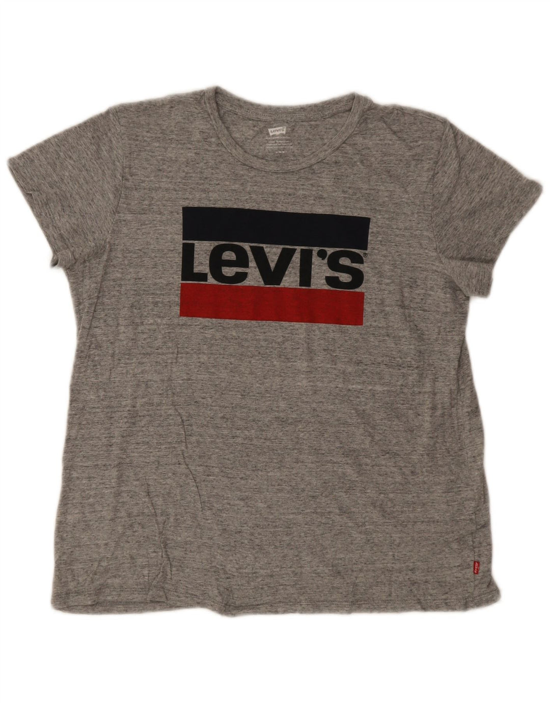 Levi's T-Shirt Graphique Femme UK 14 Gris Moyen Logo Moucheté