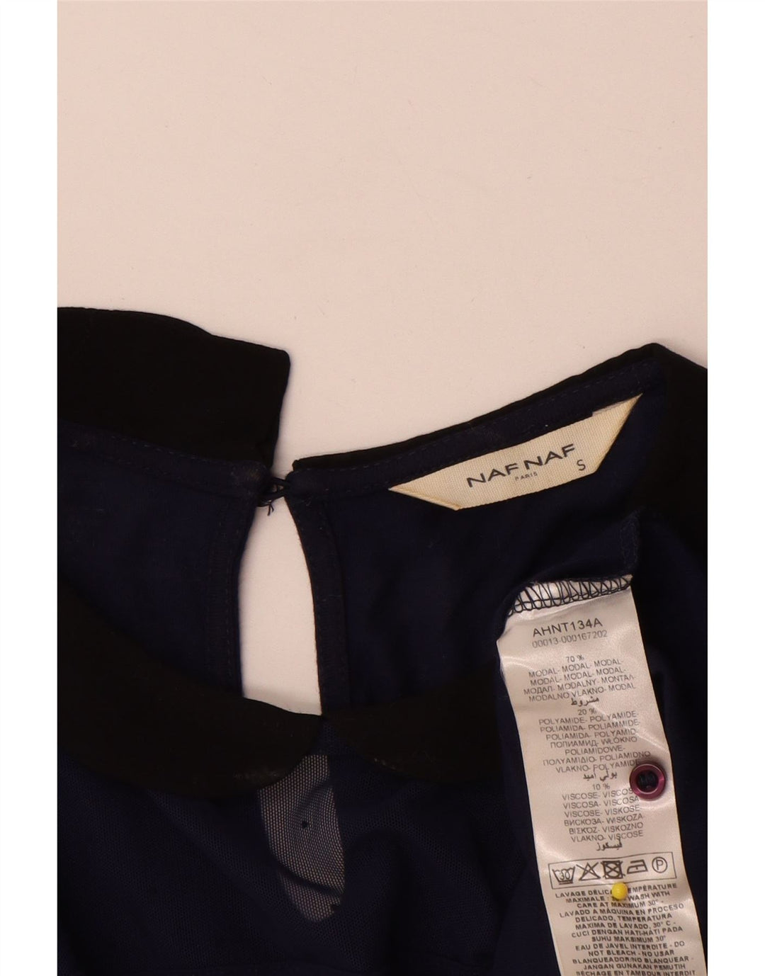 Naf Naf Chemisier pour femme UK 10 Small Bleu marine Colorblock Modal