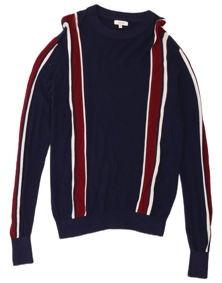 Reiss Pull Col Ras Du Cou Homme Rayé Bleu Marine Moyen