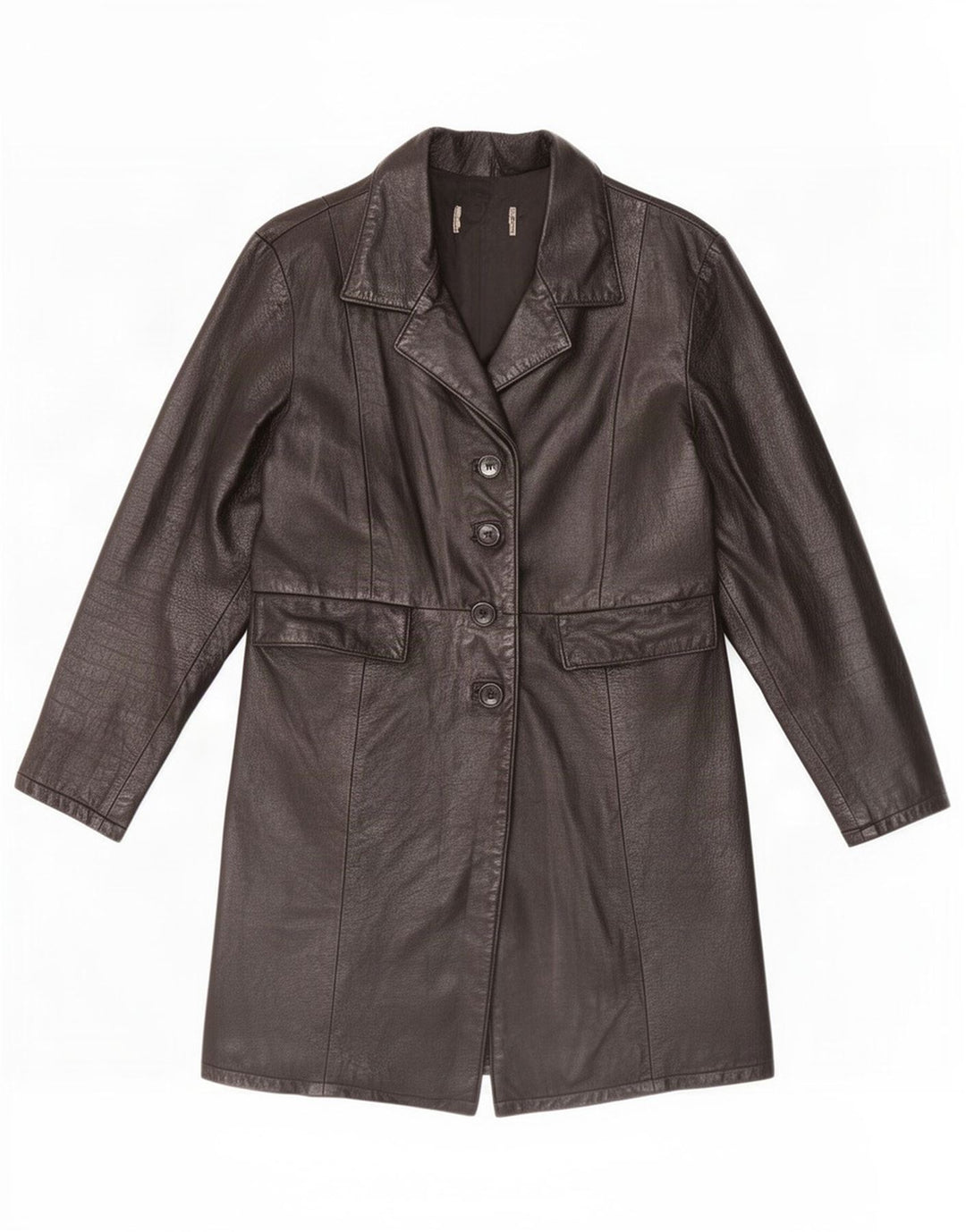 manteau en cuir femme vintage UK 14 Moyen Noir