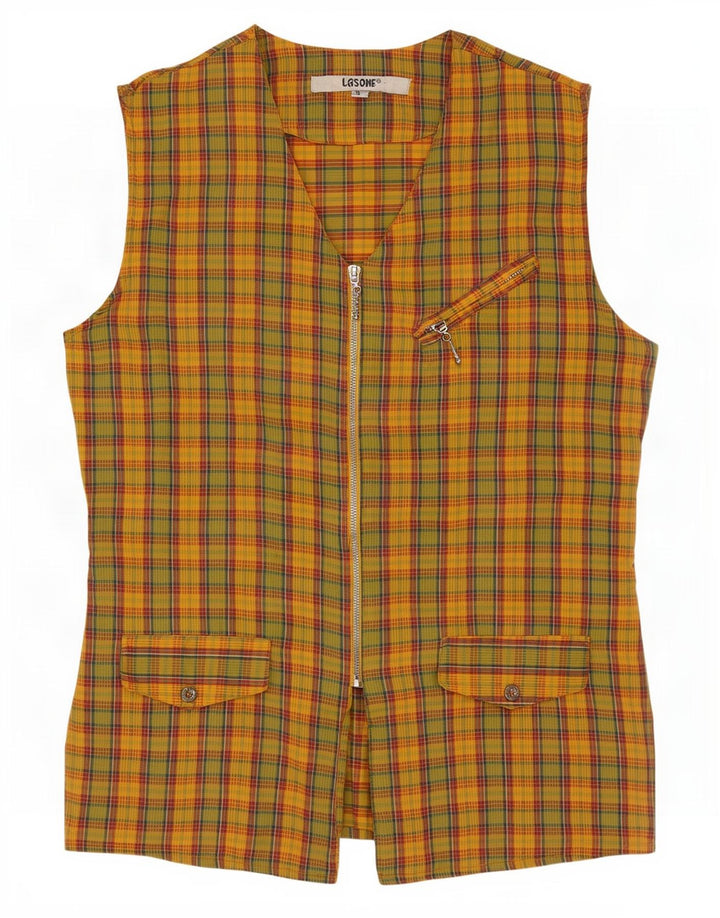 vintage Womens Utility Gilet EU 38 Moyen Multicolore Check Cotton