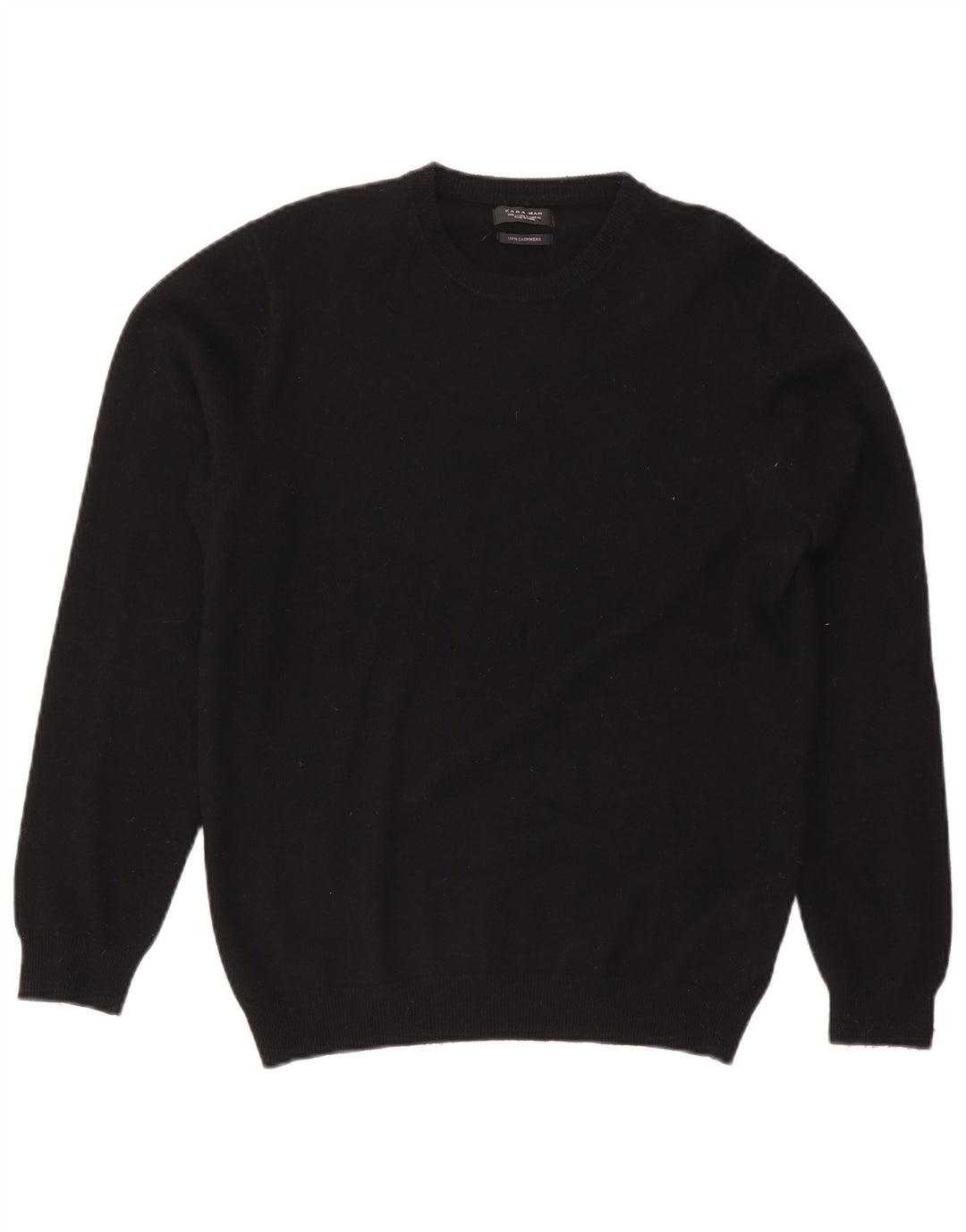 Zara Pull à col rond pour homme en cachemire noir Large