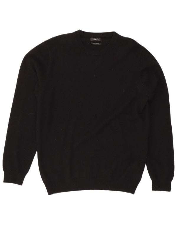 Zara Pull à col rond pour homme en cachemire noir Large