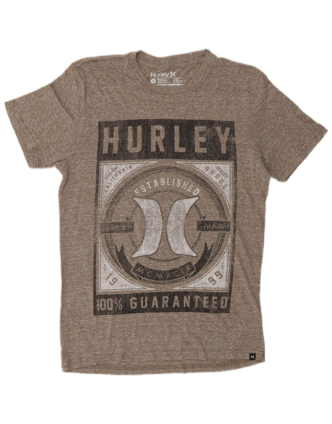 HURLEY T-Shirt Graphique Coupe Premium Homme Gris Moyen Moucheté
