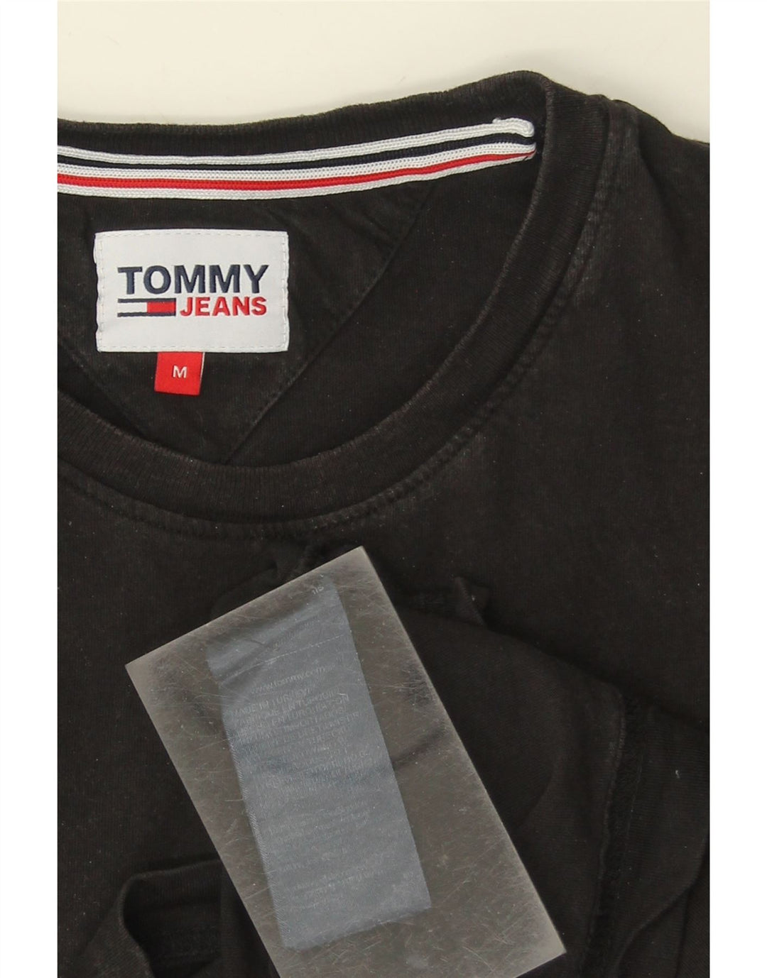 TOMMY HILFIGER Mens T-Shirt Top Medium Black Cotton