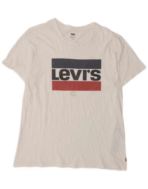 Levi's T-Shirt Graphique Homme Blanc Large Coton