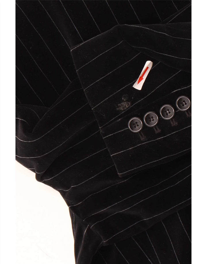 Esprit Veste blazer en velours à 2 boutons pour femme UK 14 Grandes rayures noires