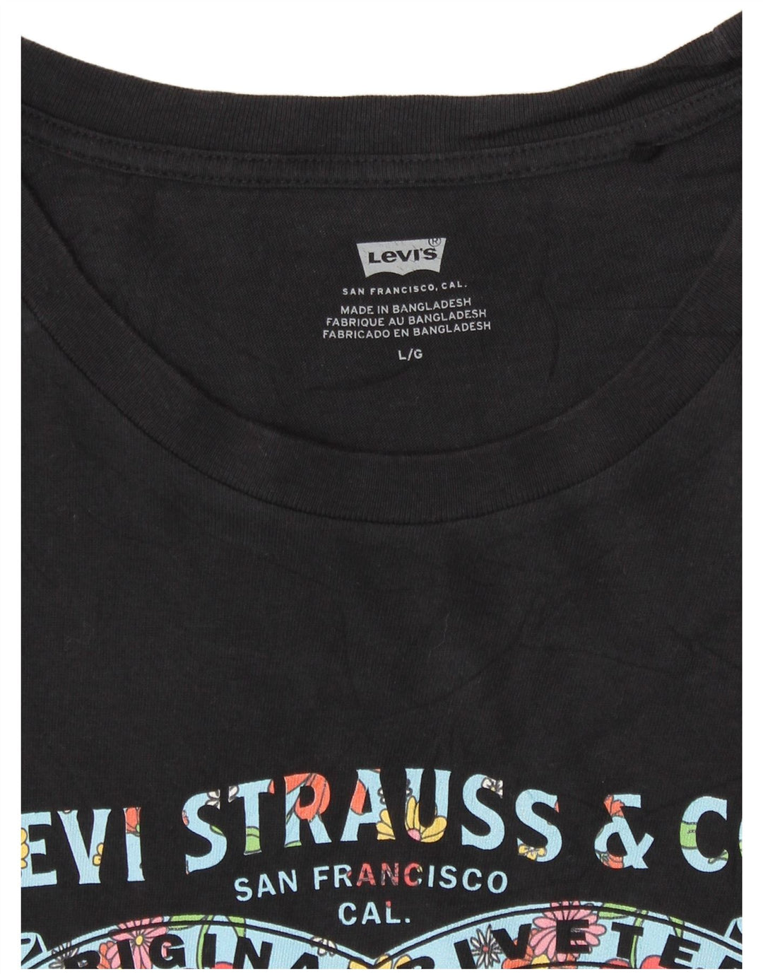 Levi's T-Shirt Graphique Femme UK 16 Large Noir