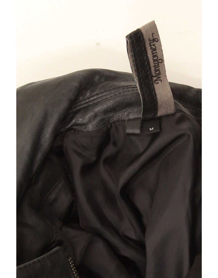 MONTGOMERY Manteau en cuir pour femme UK 12 Medium Noir Colourblock