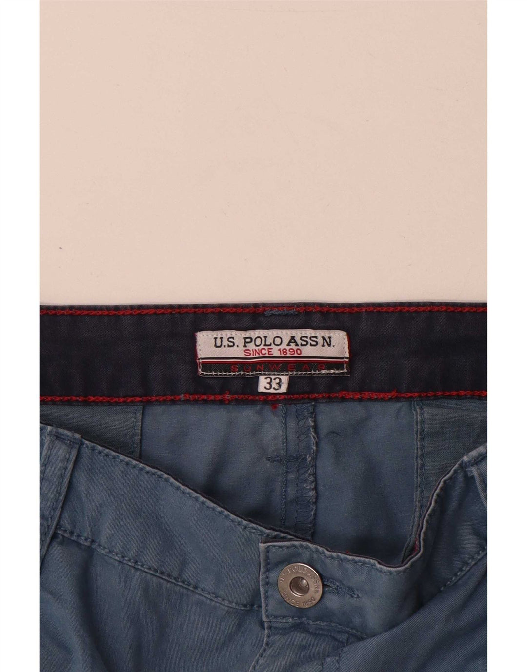 U.S. Polo Assn. Short Chino Homme W33 Bleu Moyen Coton