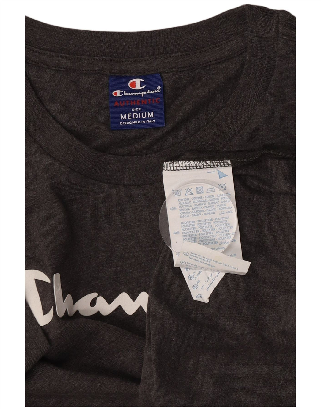 Champion T-Shirt Graphique Homme Gris Moyen Coton
