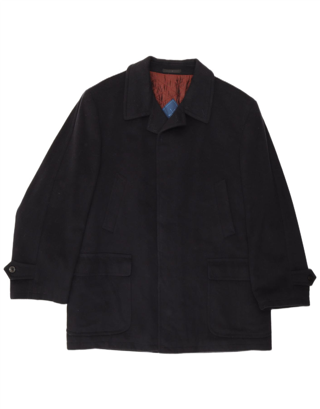 VINTAGE Pardessus Homme IT 52 XL Bleu Marine Cachemire