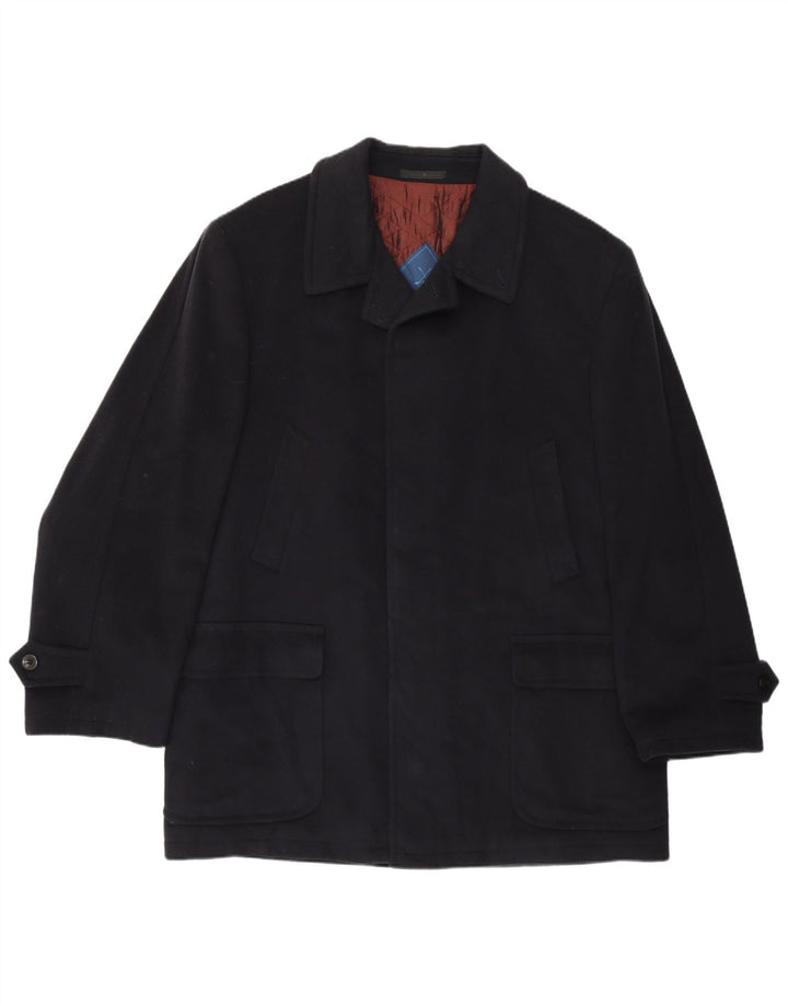VINTAGE Pardessus Homme IT 52 XL Bleu Marine Cachemire