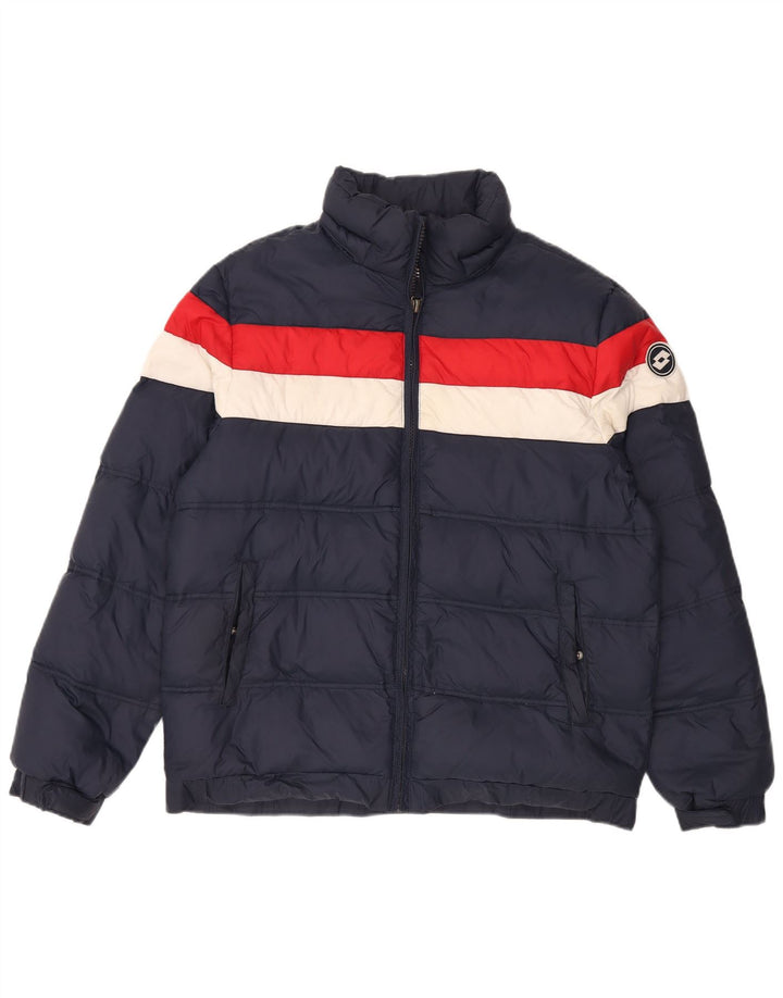 LOTTO Veste matelassée pour homme UK 40 Large Bleu Marine Colorblock Nylon