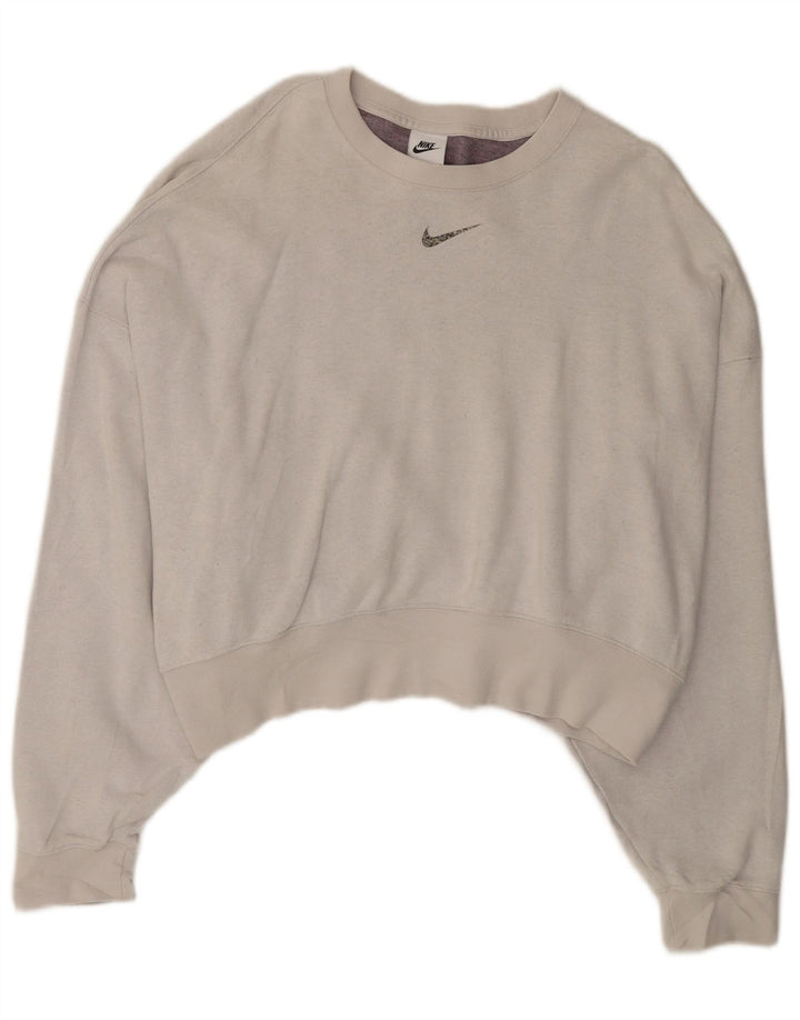 NIKE Sweat-shirt court surdimensionné pour femme UK 14 Coton gris moyen