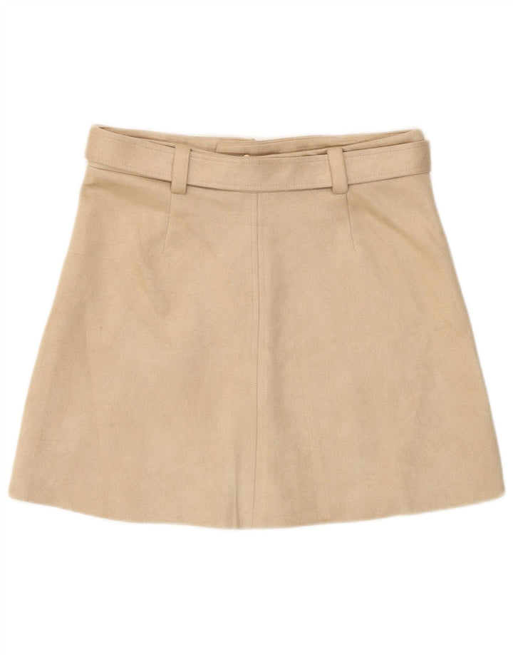 Zara Femme Mini Jupe Moyenne W28 Beige Polyester