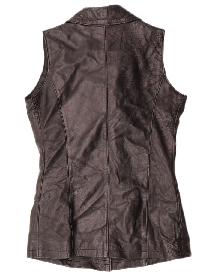 VINTAGE Gilet en cuir femme IT 44 Cuir noir moyen