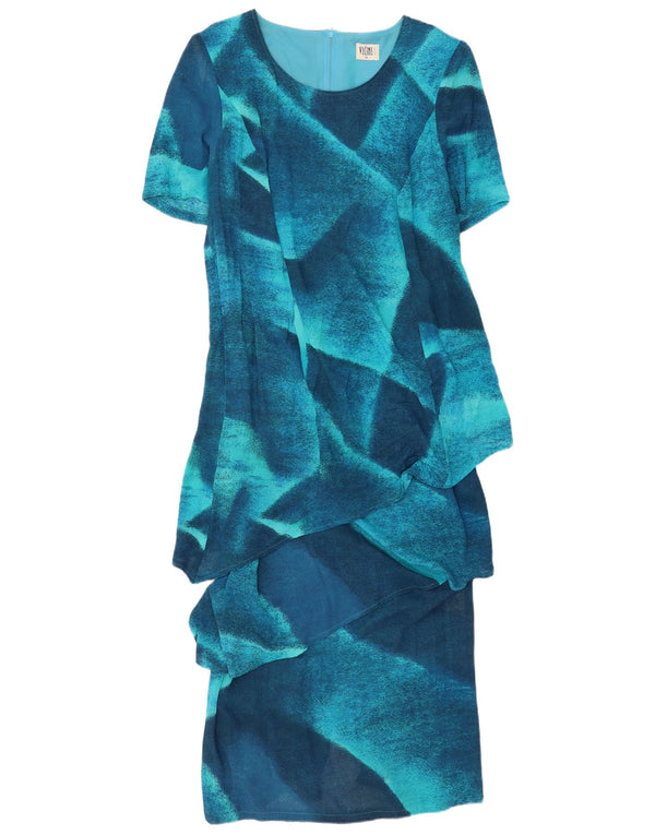 Vicini Robe Maxi Peplum à Manches 1/2 pour Femme UK 18 XL Bleu Colorblock