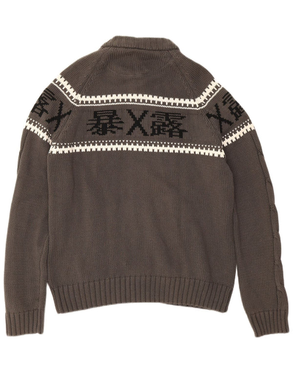 ON Tantum Cardigan à fermeture éclair pour femme UK 20 2XL Gris Fair Isle Coton