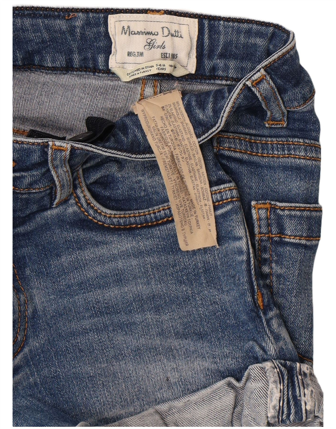 Massimo Dutti Short en jean fille 5-6 ans W22 Bleu Coton