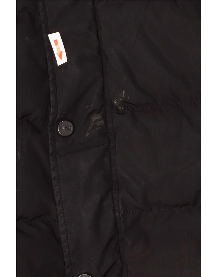 Guess Veste matelassée à capuche pour hommes UK 40 Large Noir Polyester