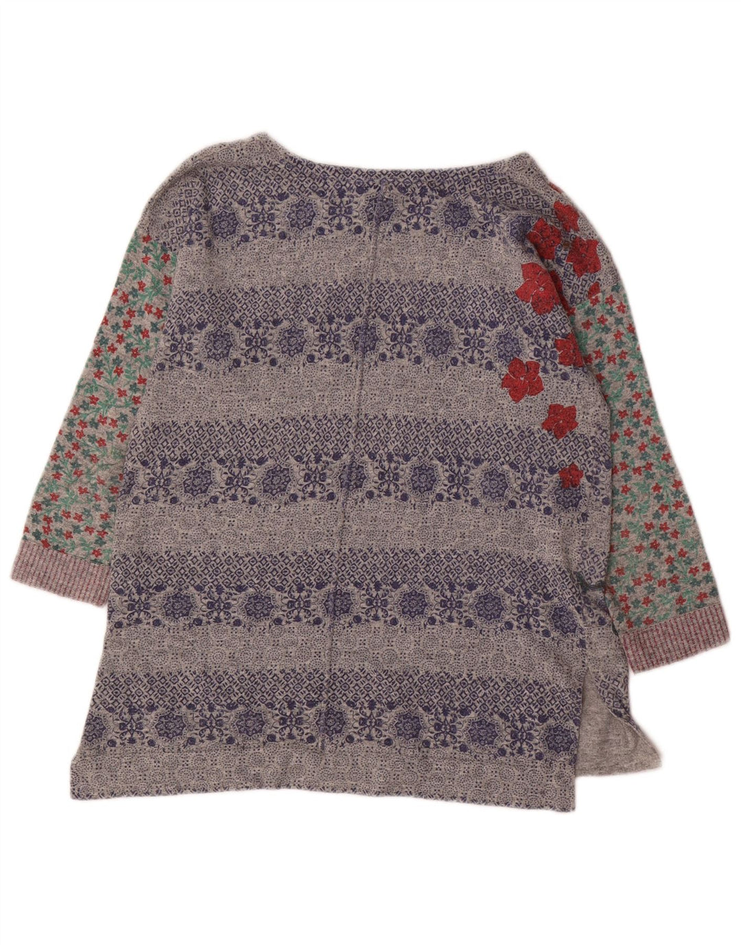 WHITE STUFF Pull graphique à col bateau pour femme UK 10 Petit Gris