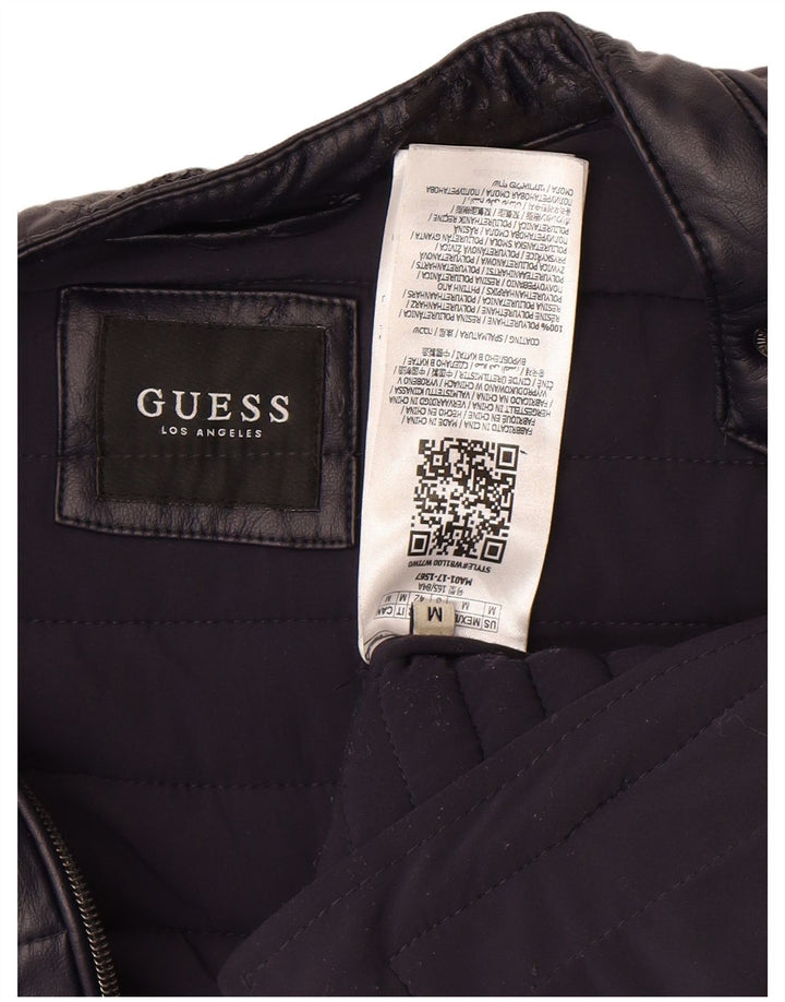 GUESS Veste matelassée pour femme UK 14 Medium Navy Blue Polyuréthane