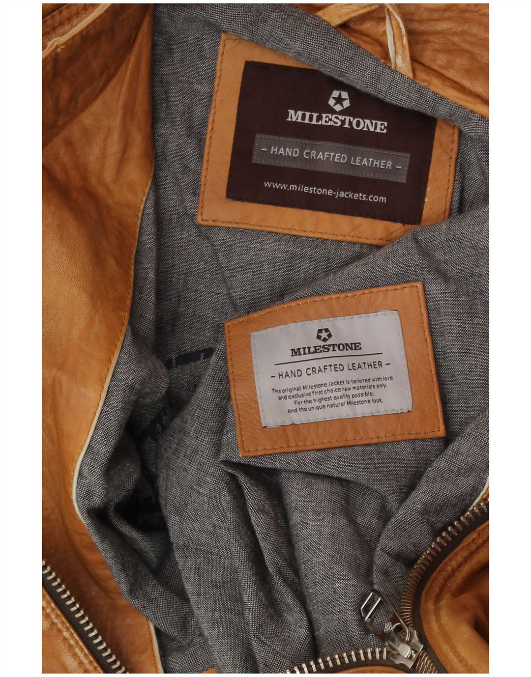 MILESTONE Veste en cuir pour homme UK 40 Grand cuir beige