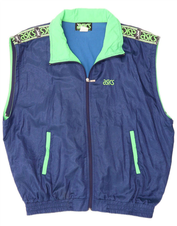 ASICS Veste de survêtement graphique pour hommes IT 54 XL Bleu Colorblock