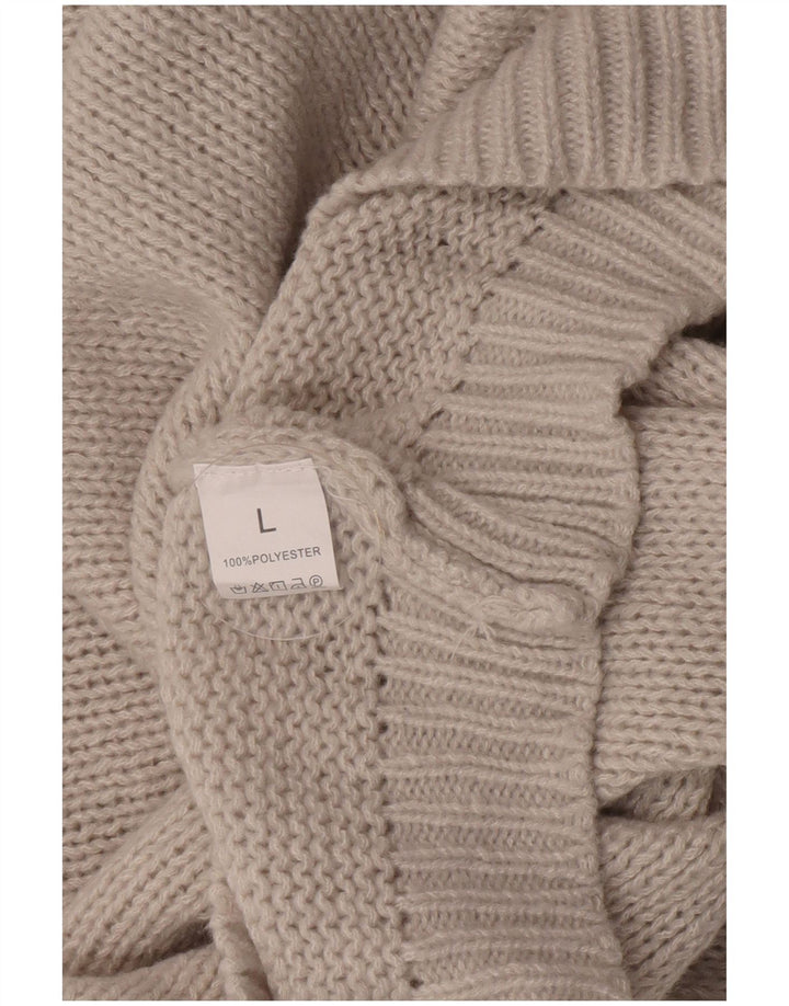 vintage Womens Crew Neck Jumper Pull UK 16 Grand Gris Polyester