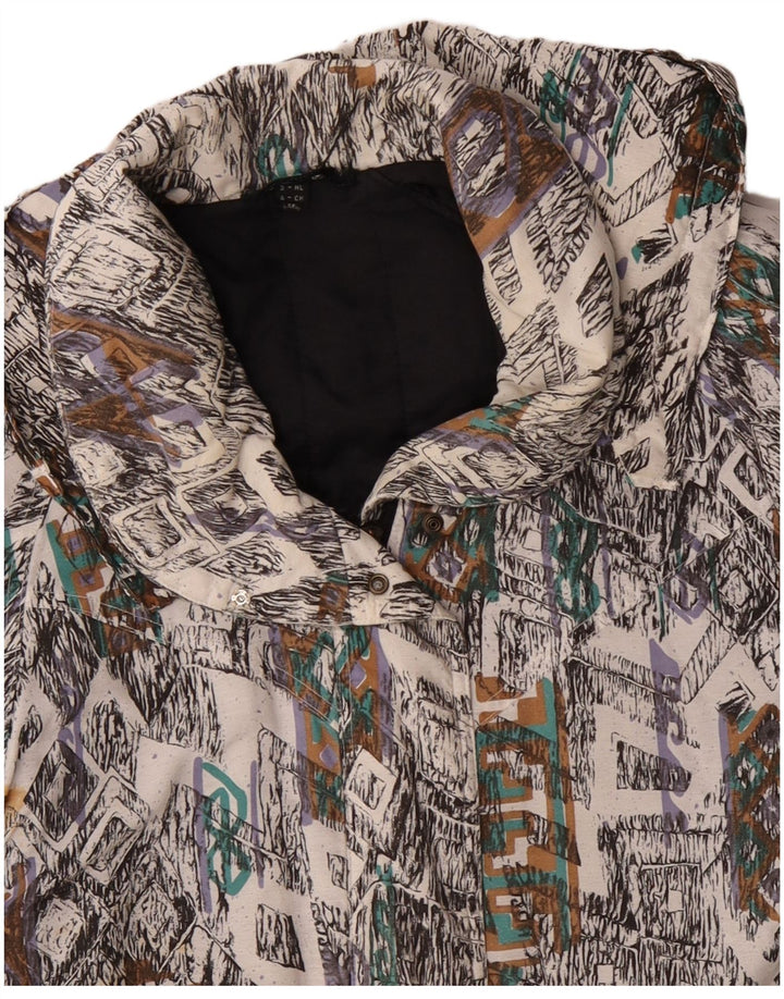 VINTAGE Femmes Coupe-Vent Manteau UK 10 Petit Géométrique Multicolore