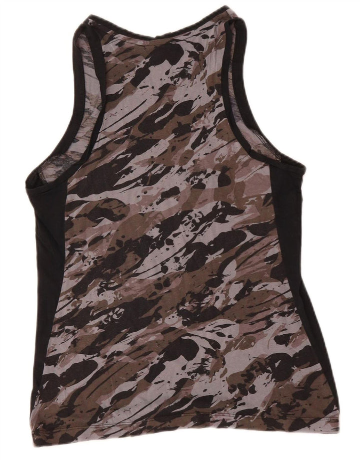 NIKE Womens Graphic Vest Top UK 10 Small Grey Camouflage