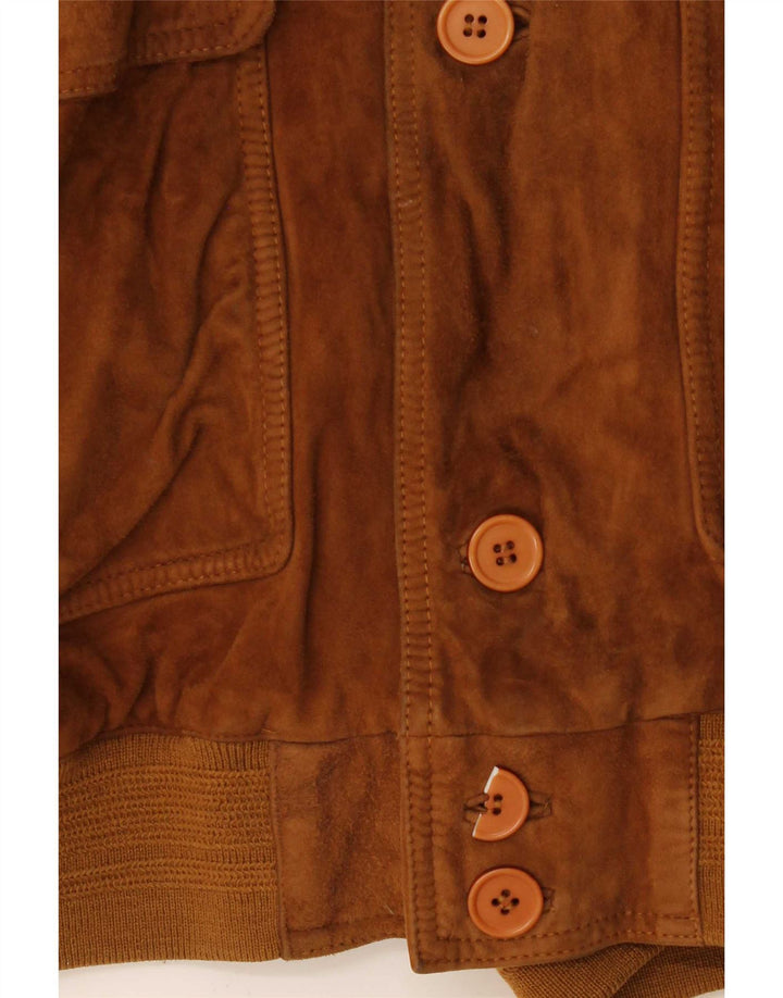 Veste Bomber En Daim Vintage Homme IT 50 Grand Marron